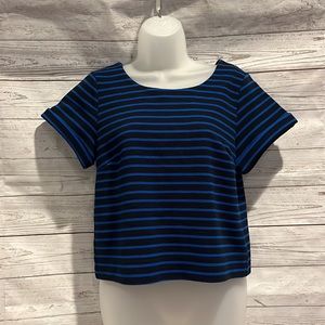 The Limited, royal blue and black ribbed top. short sleeve. size S🖤💙